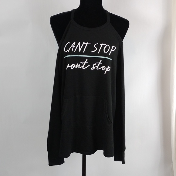 Torrid French Terry Cold Shoulder Long Sleeve Active Sweatshirt - Picture 1 of 10